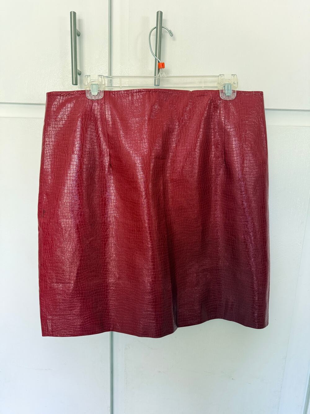 NEW Porridge for Anthropologie Faux Croc Red Leather Mini Skirt Size XL